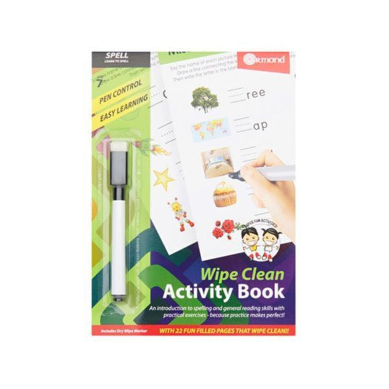 Ormond A5 Wipe Clean Activity Book with Pen - 22 Pages - Spell-Activity Books-Ormond|Stationery Superstore UK