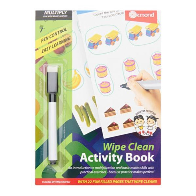 Ormond A5 Wipe Clean Activity Book with Pen - 22 Pages - Multiply