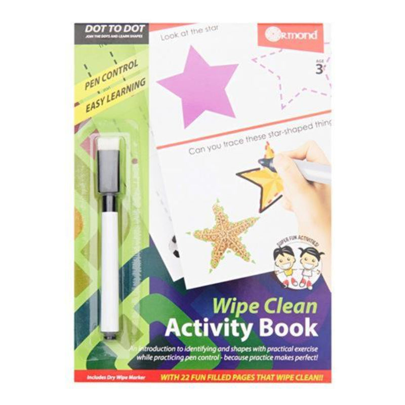 Ormond A5 Wipe Clean Activity Book with Pen - 22 Pages - Dot to Dot