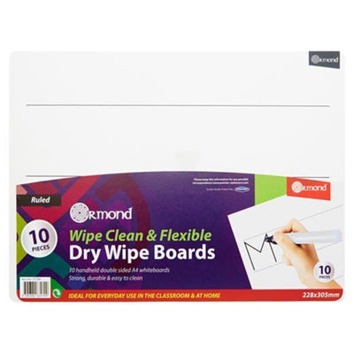 Ormond Dry Wipe Board - Wide Ruled - 228x305mm - Letters - Pack of 10-Whiteboards-Ormond|Stationery Superstore UK