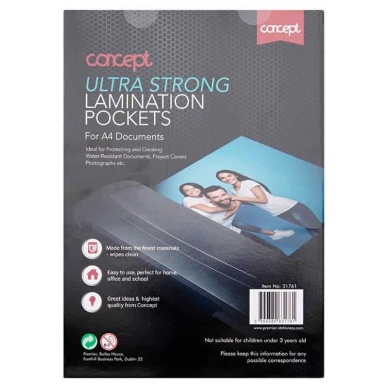 Concept A4 Laminating Pouches - 250 Micron - Pack of 100