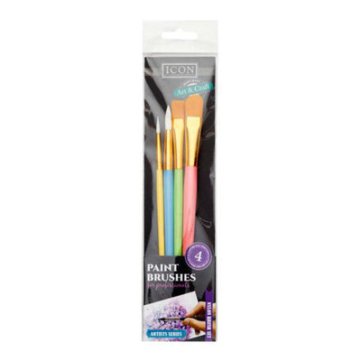 Icon Nylon Paint Brushes - Round - Pack of 4-Paint Brushes-Icon|Stationery Superstore UK