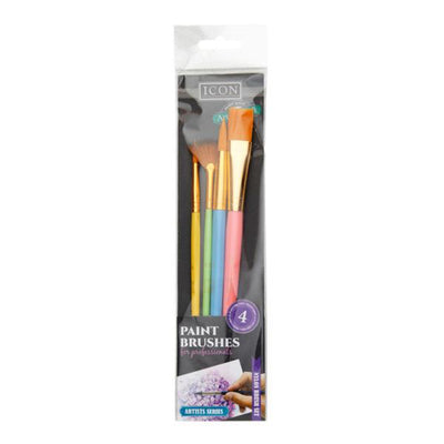 Icon Nylon Paint Brushes - Flat - Pack of 4-Paint Brushes-Icon|Stationery Superstore UK