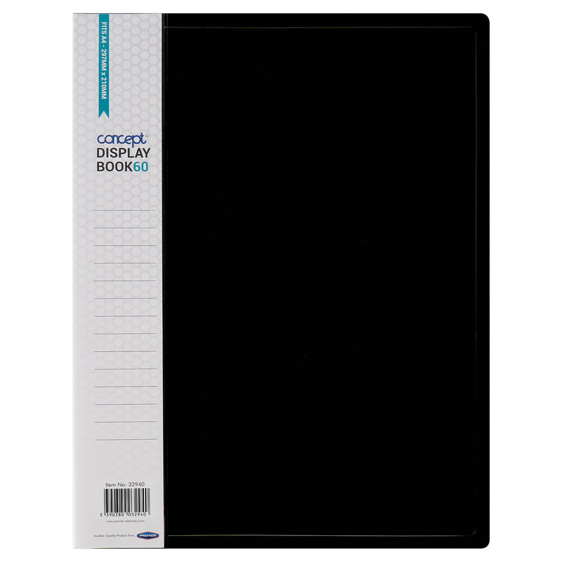 Concept A4 60 Pocket Display Book - Black-Display Books-Concept|Stationery Superstore UK