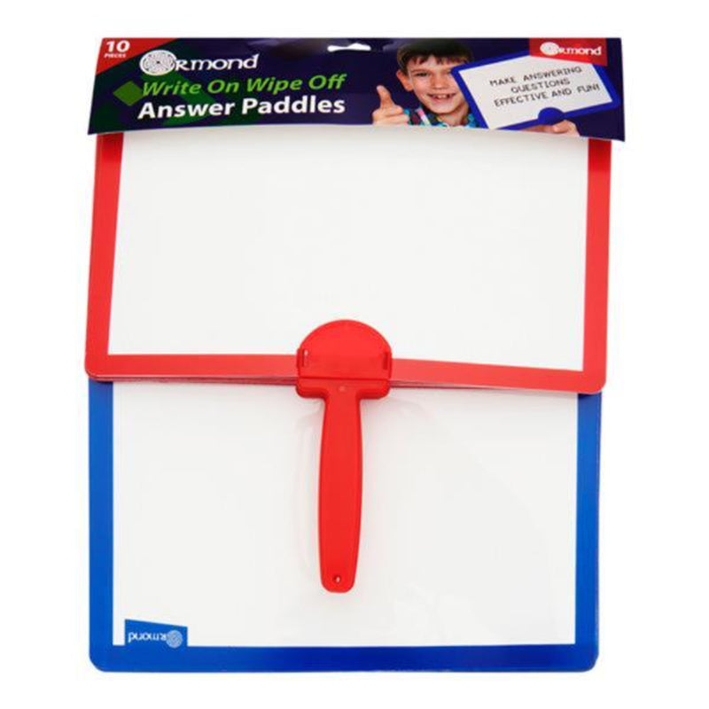 Ormond Write On Wipe Off Answer Paddles - Red & Blue - Pack of 10