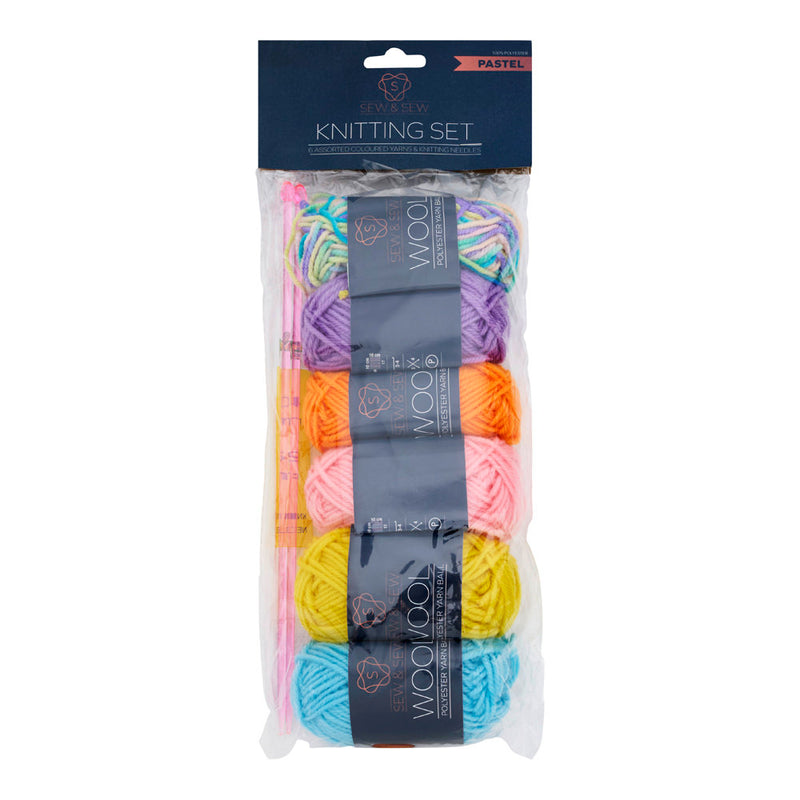 Sew & Sew 110m Knitting Set - Pastel Colours - 50g-Needlework Kits-Sew & Sew|Stationery Superstore UK