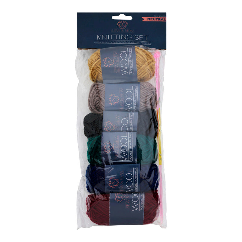 Sew & Sew 110m Knitting Set - Neutral Colours - 50g-Needlework Kits-Sew & Sew|Stationery Superstore UK