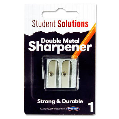 Student Solutions Twin Hole Metal Sharpener-Sharpeners-Student Solutions|Stationery Superstore UK