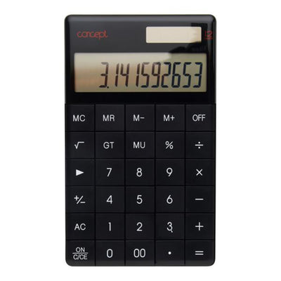 Concept 12 Digit Desktop Calculator - Black-Calculators-Concept|Stationery Superstore UK