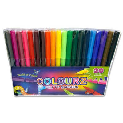 World of Colour Felt Tip Markers - Pack of 20-Felt Tip Pens-World of Colour|Stationery Superstore UK
