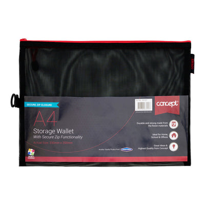 Concept A4 Storage Wallet With Secure Zip-Document Folders & Wallets-Concept|Stationery Superstore UK