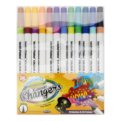 World of Colour Washable Colour Changing Magic Markers - Pack of 12-Colouring Pens-World of Colour|Stationery Superstore UK
