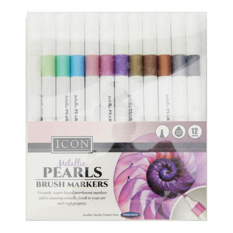 Icon Brush Markers - Metallic Pearl - Pack of 12