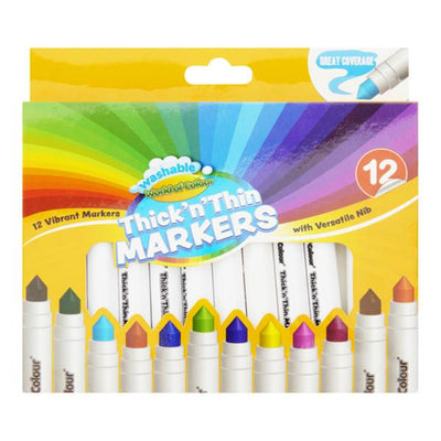 World of Colour Washable Thick'n'thin Markers with Versatile Nib - Pack of 12-Markers-World of Colour|Stationery Superstore UK