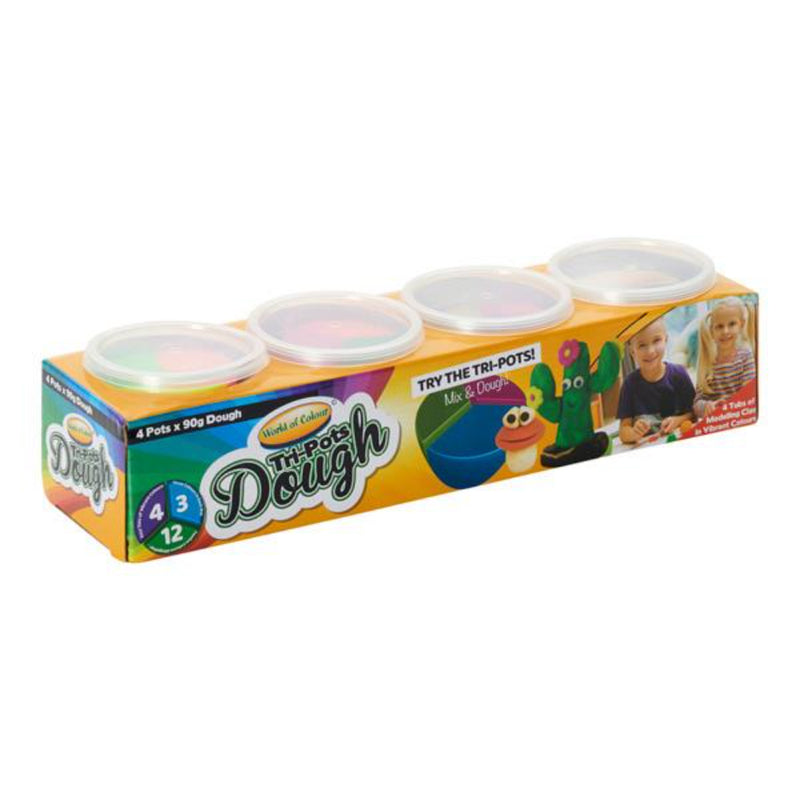 World of Colour Tri-Pots Dough - Set of 4-Modelling Dough-World of Colour|Stationery Superstore UK
