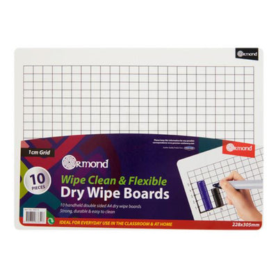 ormond-dry-wipe-boards-1cm-grid-for-maths-228x305mm-pack-of-10|Stationerysuperstore.uk