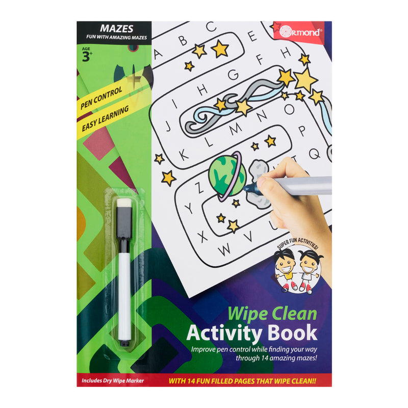 Ormond A4 Wipe Clean Activity Book - 14 Pages - Mazes-Activity Books ,Educational Books-Ormond|Stationery Superstore UK