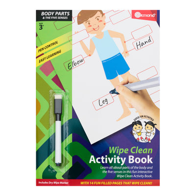 Ormond A4 Wipe Clean Activity Book - 14 Pages - Body Parts and the 5 Senses-Activity Books ,Educational Books-Ormond|Stationery Superstore UK