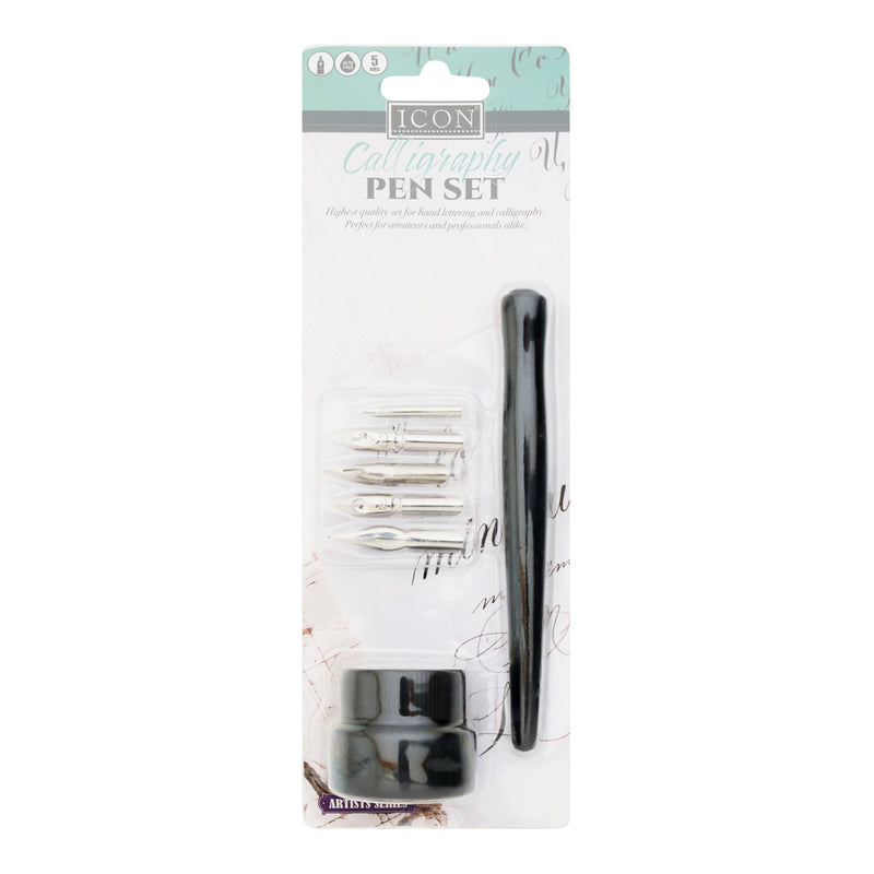 Icon Calligraphy Pen Set with 5 Nibs & Ink Pot-Artist Sets-Icon|Stationery Superstore UK