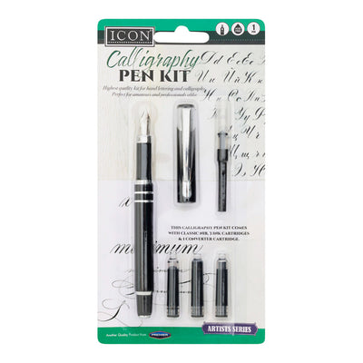 Icon Calligraphy Pen Kit with Classic Nib, 3 Ink Cartridges & Converter-Artist Sets-Icon|Stationery Superstore UK