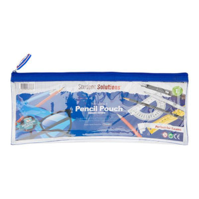 student-solutions-transparent-pencil-case-330x125mm-blue|Stationerysuperstore.uk