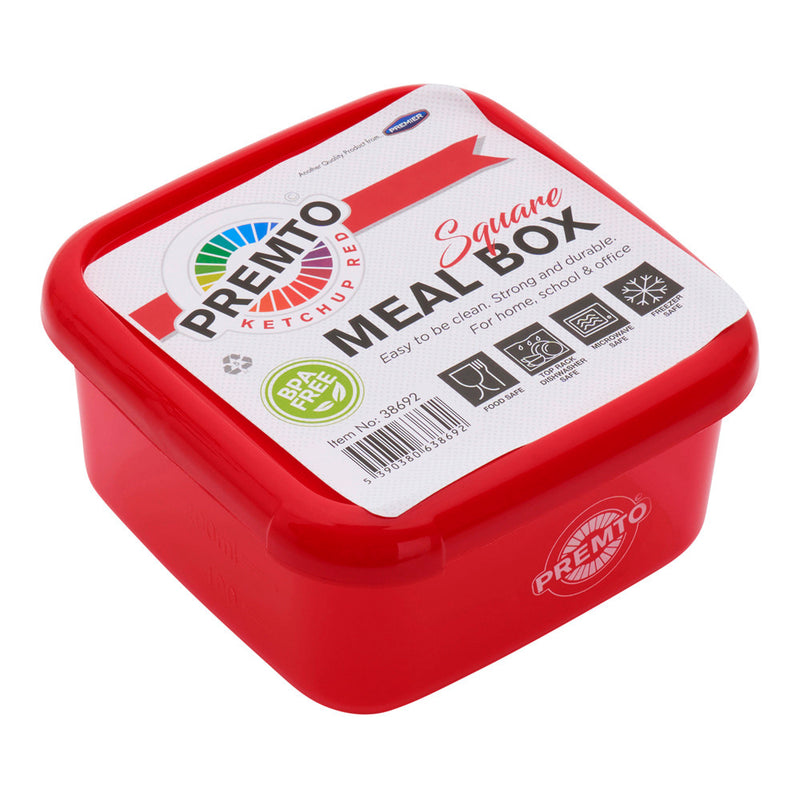 Premto Square BPA Free Meal Box - Microwave Safe - Ketchup Red-Lunch Boxes-Premto|Stationery Superstore UK