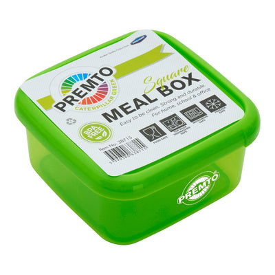 Premto Square BPA Free Meal Box - Microwave Safe - Caterpillar Green-Lunch Boxes-Premto|Stationery Superstore UK