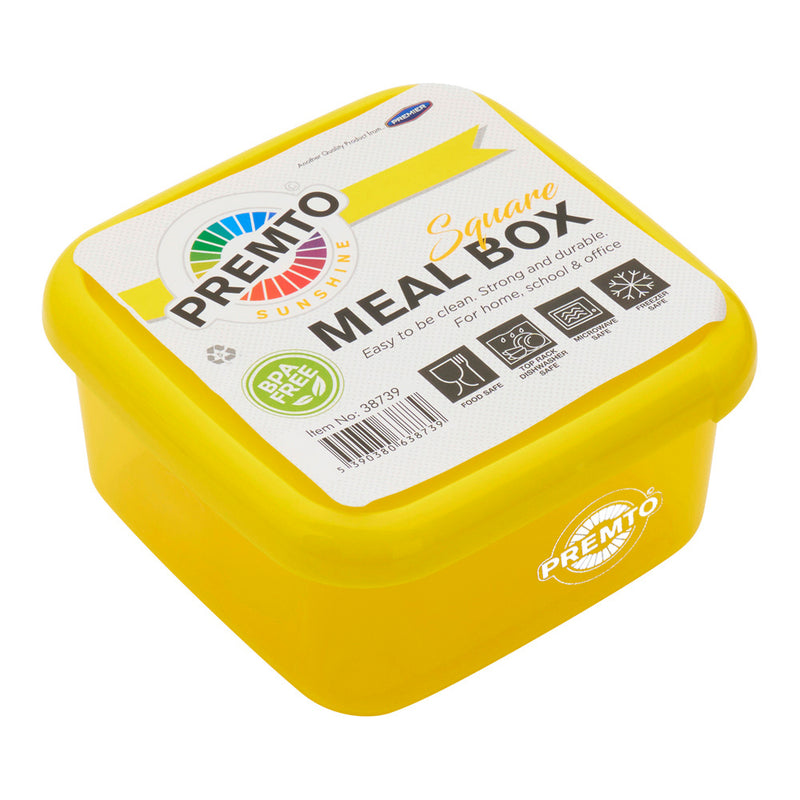 Premto Square BPA Free Meal Box - Microwave Safe - Sunshine Yellow-Lunch Boxes-Premto|Stationery Superstore UK