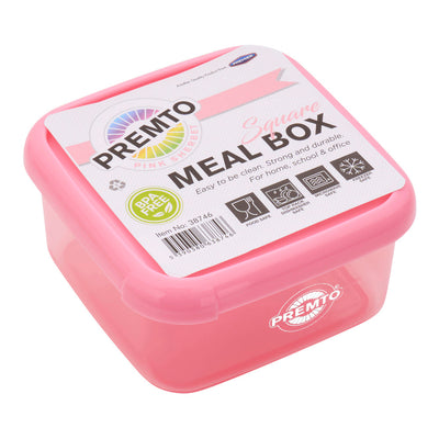 Premto Square BPA Free Meal Box - Microwave Safe - Pastel - Pink Sherbet-Lunch Boxes-Premto|Stationery Superstore UK