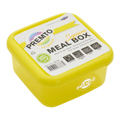 Premto Square BPA Free Meal Box - Microwave Safe - Pastel - Primrose Yellow-Lunch Boxes-Premto|Stationery Superstore UK