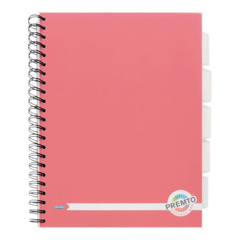 Premto A4 5 Subject Project Book - 250 Pages - Ketchup Red-Subject & Project Books-Premto|Stationery Superstore UK