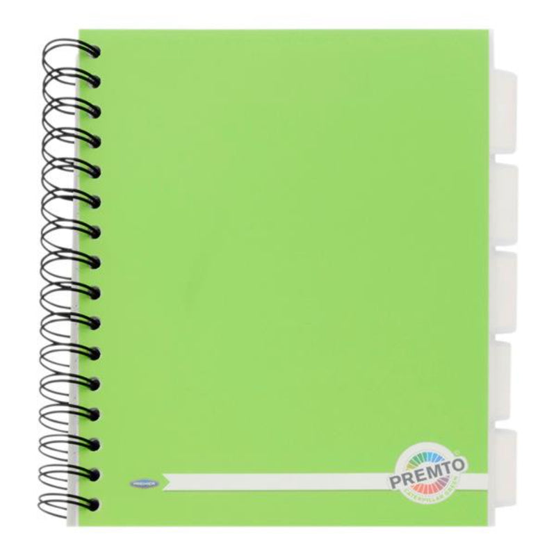 Premto A5 5 Subject Project Book - 250 Pages - Caterpillar Green-Subject & Project Books-Premto|Stationery Superstore UK