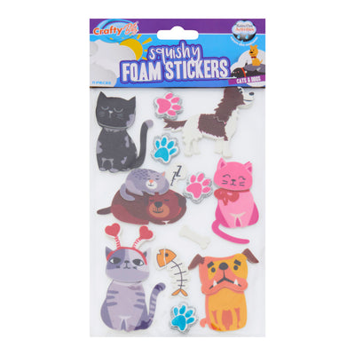 Crafty Bitz Squishy Foam Stickers - Cats And Dogs 2 - Pack of 11-Foam Stickers-Crafty Bitz|Stationery Superstore UK
