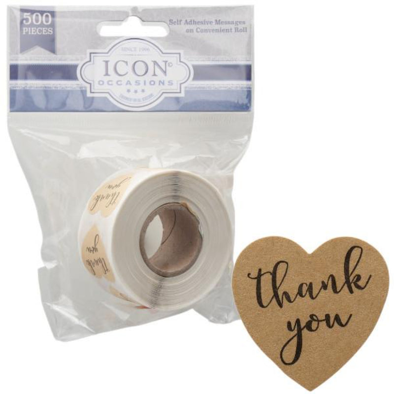 Icon Occasions Stickers Thank You - 500 pieces Brown