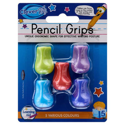 clever-kidz-pencil-grips-assorted-colours-pack-of-5|Stationery Superstore UK