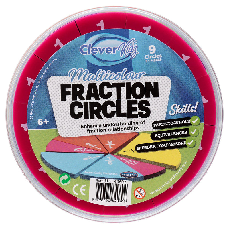 Clever Kidz Multicolour Fraction Circles - 51 Pieces-Educational Games-Clever Kidz|Stationery Superstore UK