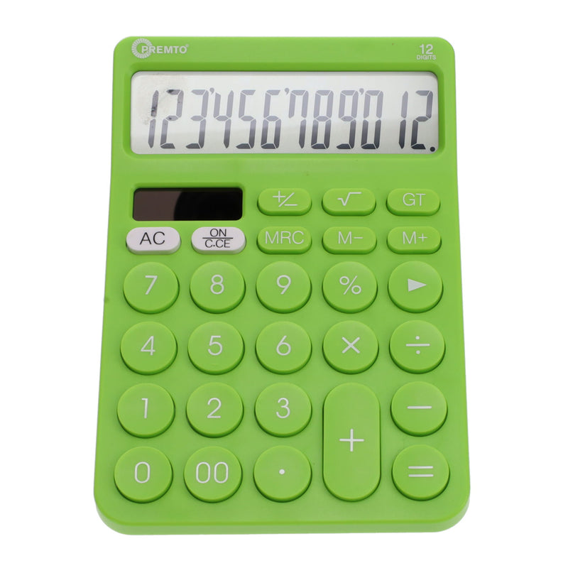 premto-desktop-calculator-maths-essentials-caterpillar-green|stationerysuperstore.uk
