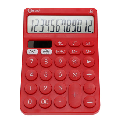 premto-desktop-calculator-maths-essentials-ketchup-red|Stationerysuperstore.uk