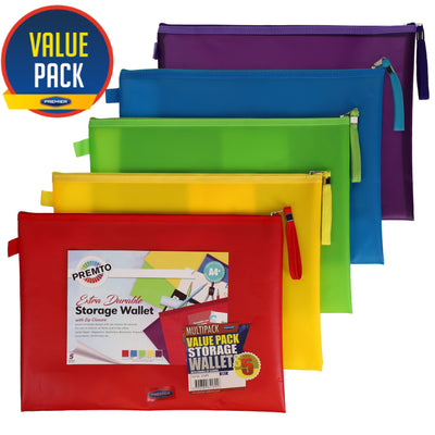 premto-a4-extra-durable-storage-wallets-ice-s1-pack-of-5|Stationerysuperstore.uk