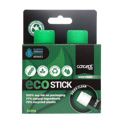 Concept Green Eco Glue Stick - 25G - Pack of 2-Craft Glue & Office Glue-Icon|Stationery Superstore UK