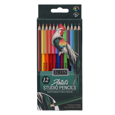 Icon Artists Studio Triangular Colouring Pencils - Pack of 12-Colouring Pencils-Icon|Stationery Superstore UK