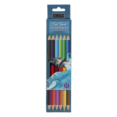 Icon Dual Tipped Colouring Pencils - Pack of 12-Colouring Pencils-Icon|Stationery Superstore UK