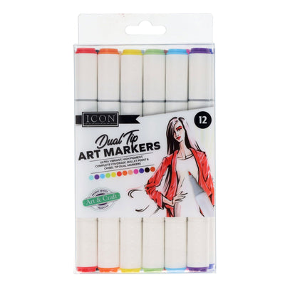 Icon Dual Tip Art Markers - Pack of 12-Markers-Icon|Stationery Superstore UK