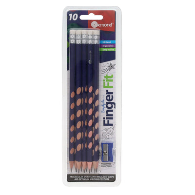 Ormond Finger Fit Hb Triangular Pencils With Sharpener - Pack of 10-Pencils-Ormond|Stationery Superstore UK