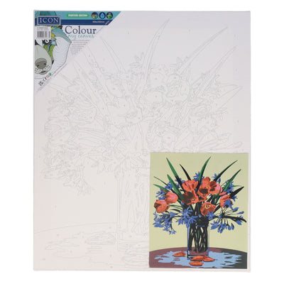 Icon Paint By Numbers Canvas - 300x250mm - Flower Vase-Colour-in Canvas-Icon|Stationery Superstore UK