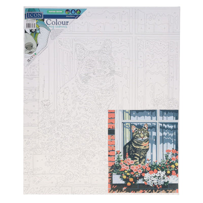Icon Paint By Numbers Canvas - 300x250mm - Cat at Window-Colour-in Canvas-Icon|Stationery Superstore UK