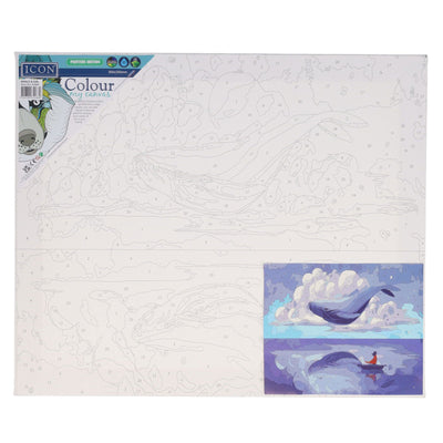 Icon Paint By Numbers Canvas - 300x250mm - Whale & Girl-Colour-in Canvas-Icon|Stationery Superstore UK