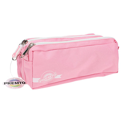 Premto 3 Pocket Pencil Case - Pink Sherbet-Pencil Cases-Premto|Stationery Superstore UK