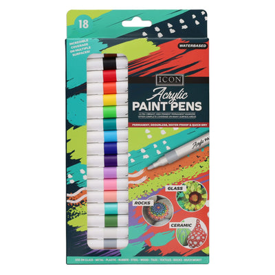 Icon Acrylic Paint Pens - Pack of 18-Markers-Icon|Stationery Superstore UK