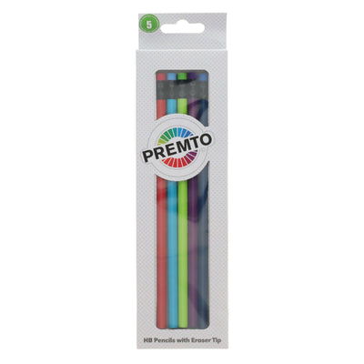 premto-hb-pencils-with-eraser-tip-pack-of-5|Stationery superetore Uk